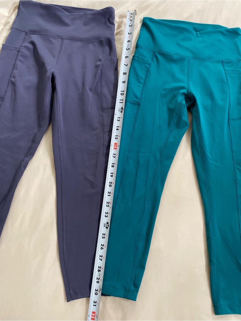 Bundle of 2 Bally High-Waist Capri Leggings in Teal & Dark Lavender Purple